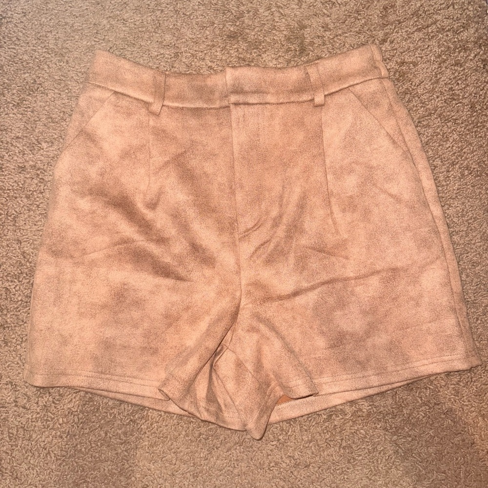 Pink Lily High Waist Tan Shorts